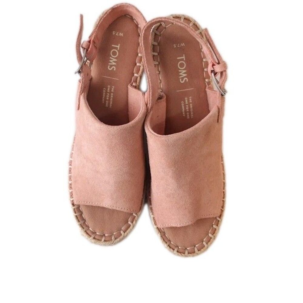 TOMS Women’s Monica Blush Pink Suede Espadrille Wedge Sandals Size 7.5 - Picture 9 of 16